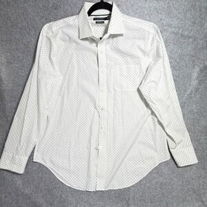 Lauren Ralph Lauren Mens 16.5 34/35 Classic Fit Polka Dot Non Iron Shirt White